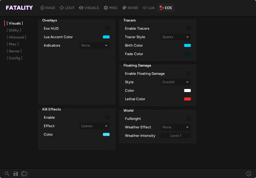 Eos.Core menu